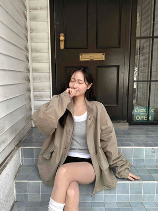 Campus Mood Effortless Chic Midi-length Field Jacket