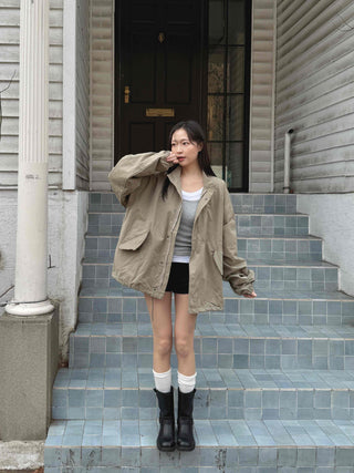 Campus Mood Effortless Chic Midi-length Field Jacket