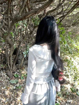Romantic Frill Line Off-Shoulder Long Sleeve T-Shirt