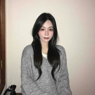 Soft V-neck Soft Loose Fit Long Sleeve Sleeveless Layered Knit