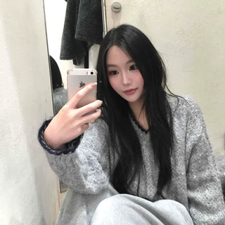 Color Block V-Neck Long Sleeve Knit