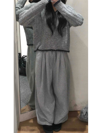 Color Block V-Neck Long Sleeve Knit
