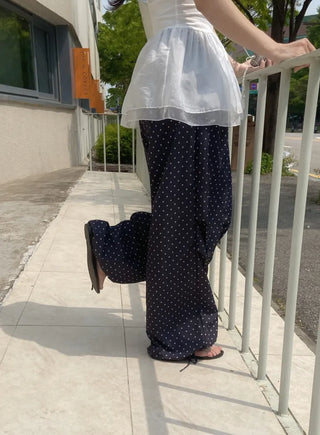 Via Dot Print Nylon Parasuit Long Pants