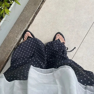 Via Dot Print Nylon Parasuit Long Pants