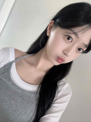 Layered Sleeveless Vest Two-Piece Slim Long Sleeve Tee