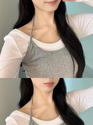 Layered Sleeveless Vest Two-Piece Slim Long Sleeve Tee