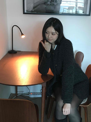 See-through Layered Fur Collar Velvet Mini Dress