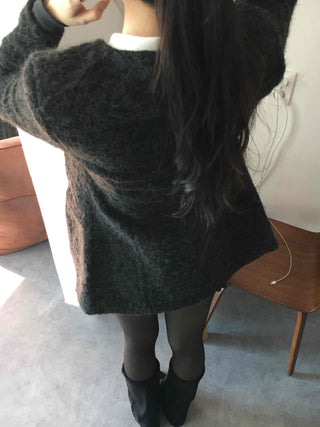 See-through Layered Fur Collar Velvet Mini Dress