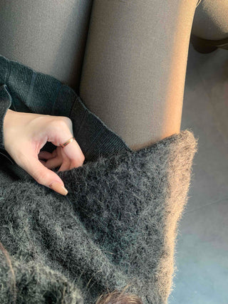 See-through Layered Fur Collar Velvet Mini Dress