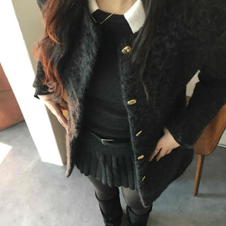 See-through Layered Fur Collar Velvet Mini Dress