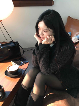 See-through Layered Fur Collar Velvet Mini Dress