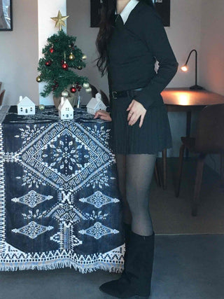 Classic layered collar sleeve mini dress