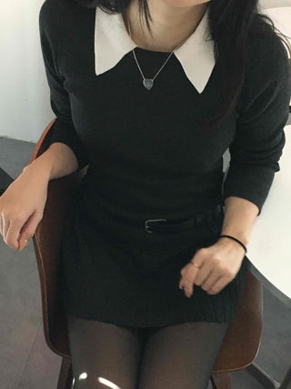 Classic layered collar sleeve mini dress