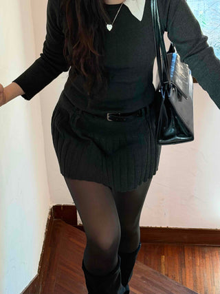 Classic layered collar sleeve mini dress
