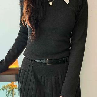 Classic layered collar sleeve mini dress