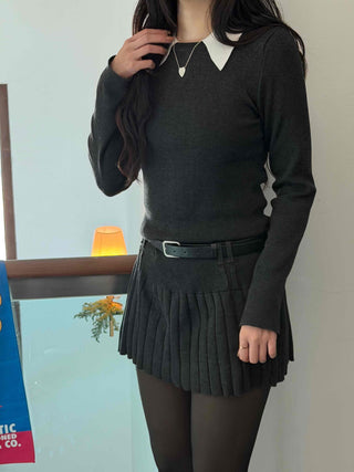 Classic layered collar sleeve mini dress