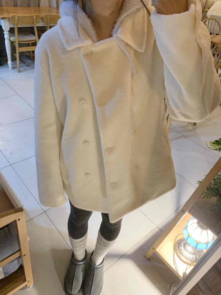 Wool Touch Loose Collar Drop Shoulder Voluminous Sleeve Coat