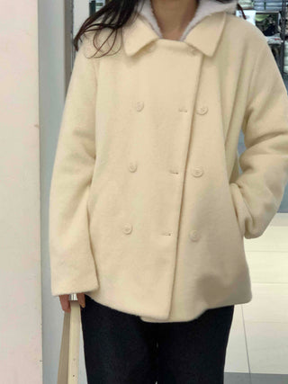 Wool Touch Loose Collar Drop Shoulder Voluminous Sleeve Coat