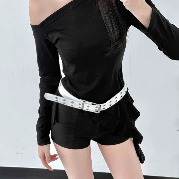 Modern One-Shoulder Asymmetrical Slim Long Sleeve T-shirt