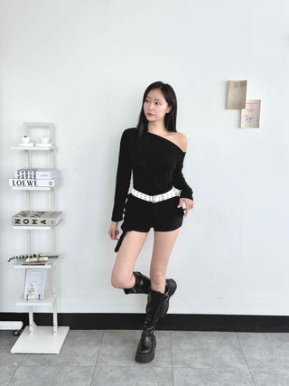 Modern One-Shoulder Asymmetrical Slim Long Sleeve T-shirt