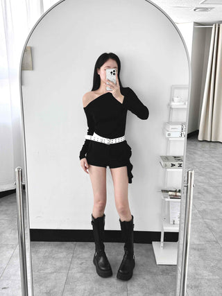 Modern One-Shoulder Asymmetrical Slim Long Sleeve T-shirt