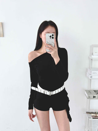 Modern One-Shoulder Asymmetrical Slim Long Sleeve T-shirt