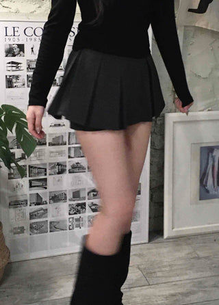 Off-shoulder Shirred Flare Elastic Mini Skirt