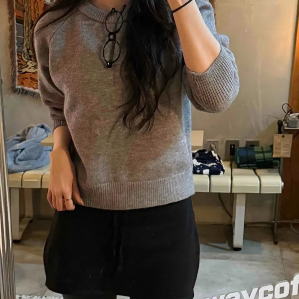 Side Snap Button Knit Flare Mini Skirt