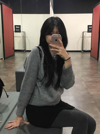 Side Snap Button Knit Flare Mini Skirt
