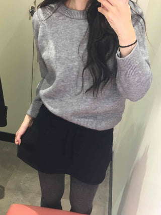 Side Snap Button Knit Flare Mini Skirt