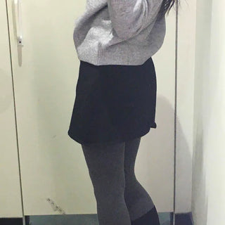 Side Snap Button Knit Flare Mini Skirt