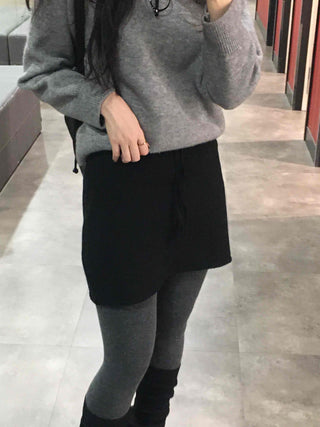 Side Snap Button Knit Flare Mini Skirt