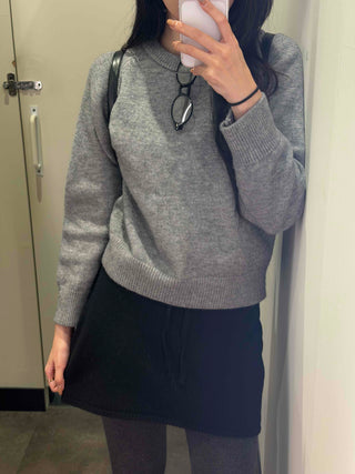 Side Snap Button Knit Flare Mini Skirt