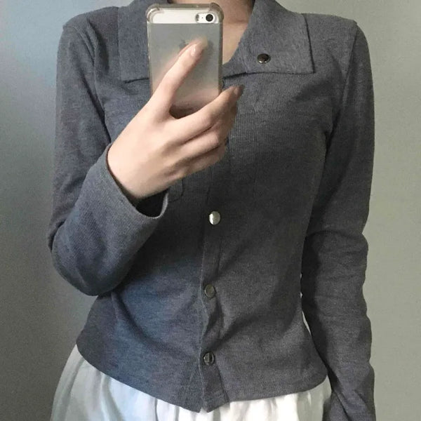 Minimal Wide Collar Slim Fit Knit Cardigan