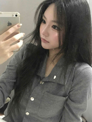 Minimal Wide Collar Slim Fit Knit Cardigan