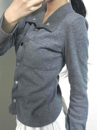 Minimal Wide Collar Slim Fit Knit Cardigan