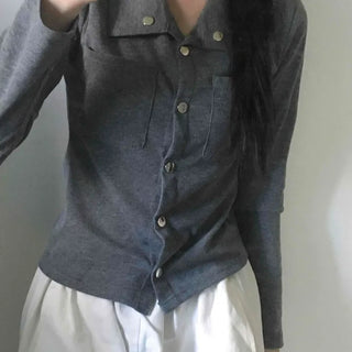 Minimal Wide Collar Slim Fit Knit Cardigan