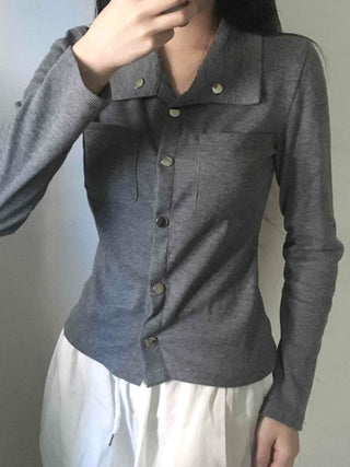 Minimal Wide Collar Slim Fit Knit Cardigan