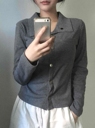 Minimal Wide Collar Slim Fit Knit Cardigan