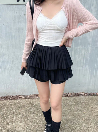 Ruby Lace Sleeveless Top with Built-in Cap