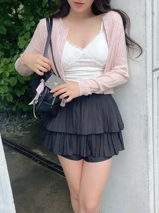 Ruby Lace Sleeveless Top with Built-in Cap