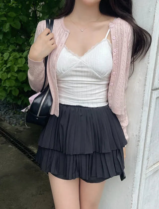 Ruby Lace Sleeveless Top with Built-in Cap
