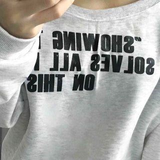 Stitch Detail Play Lettering Wide Neck Sweatshirt