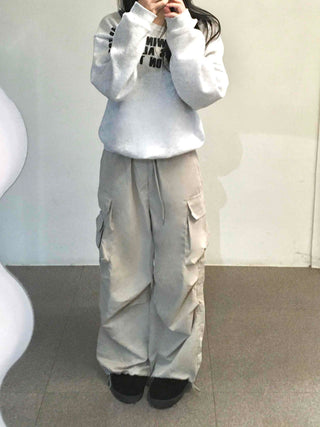 Slim Pocket Drawstring Straight Cargo Pants