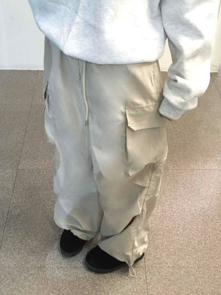 Slim Pocket Drawstring Straight Cargo Pants