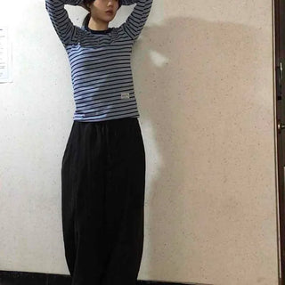 Low-Rise Slim Elastic Waist Cotton Tapered Pants