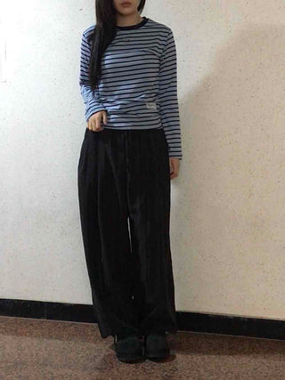 Low-Rise Slim Elastic Waist Cotton Tapered Pants