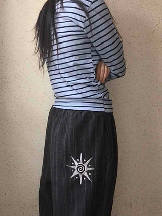 Low-Rise Slim Elastic Waist Cotton Tapered Pants