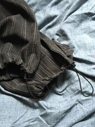 Low-Rise Slim Elastic Waist Cotton Tapered Pants