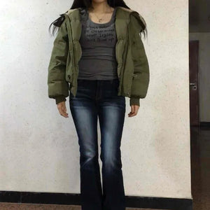 Road Grading Centerline High-Waisted Bootcut Denim Pants